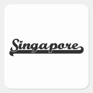 Sticker Carré J'aime la conception classique de Singapour