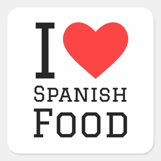Sticker Carré J'aime la cuisine espagnole (Devant)
