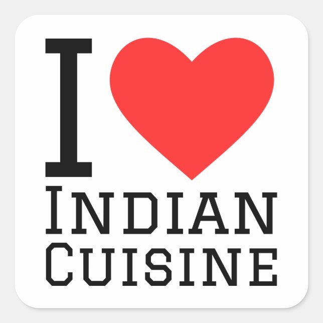 Sticker Carré J'aime la cuisine indienne (Devant)