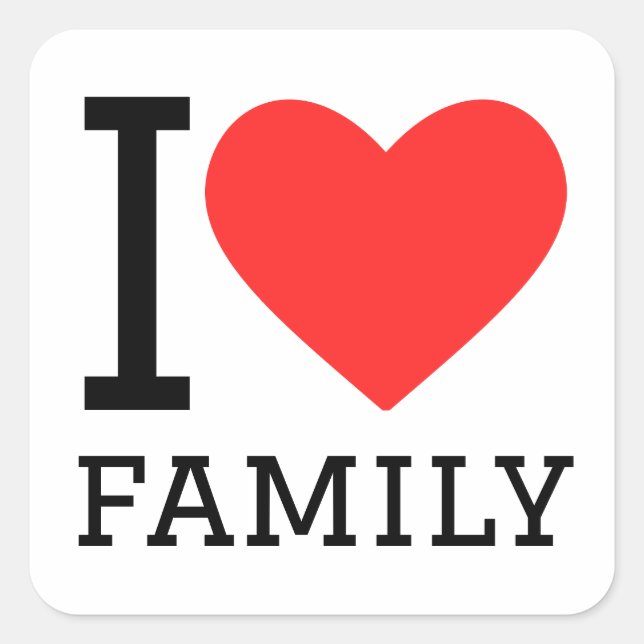 Sticker Carré j'aime la famille (Devant)