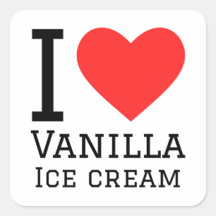 Sticker Carré J'aime la glace vanille