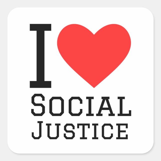 Sticker Carré J'aime la justice sociale (Devant)