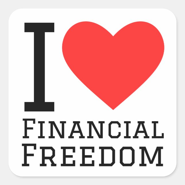 Sticker Carré J'aime la liberté financière (Devant)