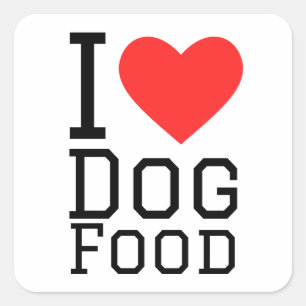 Sticker Carré J'aime la nourriture pour chien