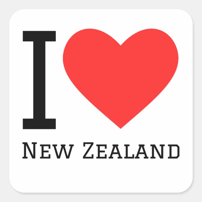 Sticker Carré J'aime la Nouvelle-Zélande (Devant)