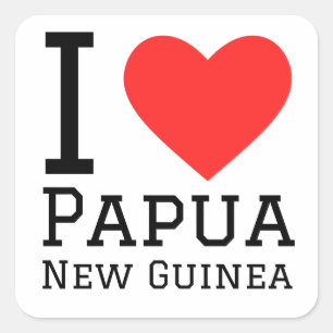 Sticker Carré J'aime la Papouasie Nouvelle Guinée