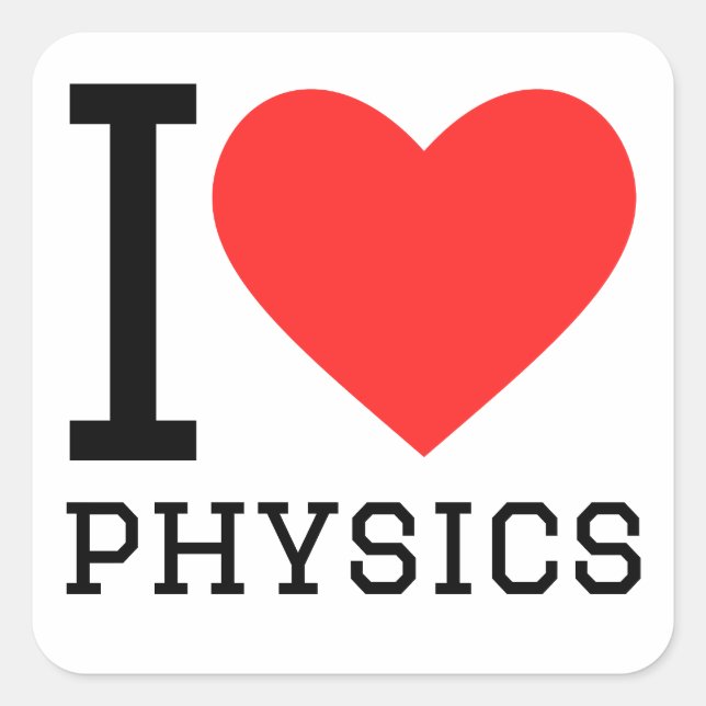 Sticker Carré J'aime la physique (Devant)