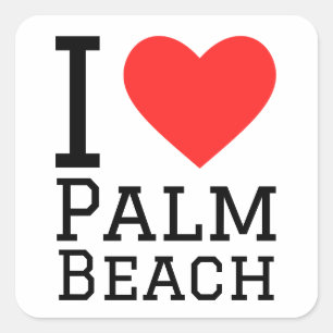 Sticker Carré J'aime la plage de palmiers