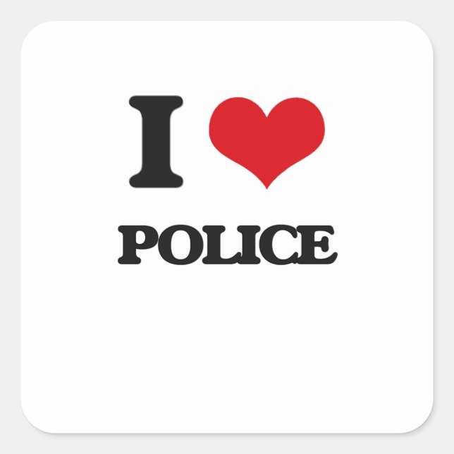 Sticker Carré J'aime la police (Devant)