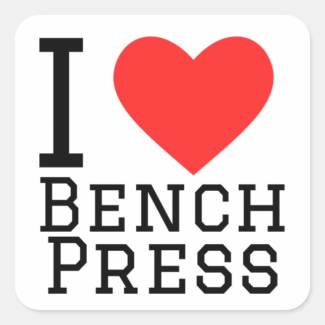 Sticker Carré J'aime la presse de banc (Devant)