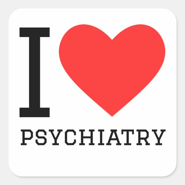 Sticker Carré J'aime la psychiatrie (Devant)
