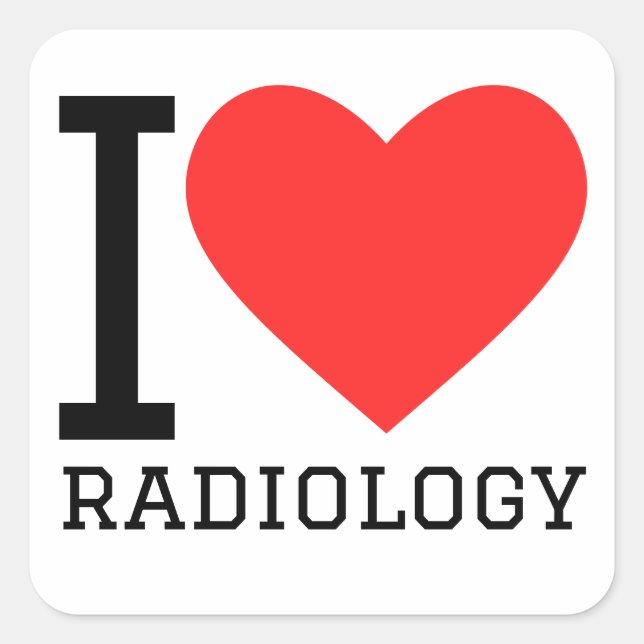 Sticker Carré J'aime la radiologie (Devant)