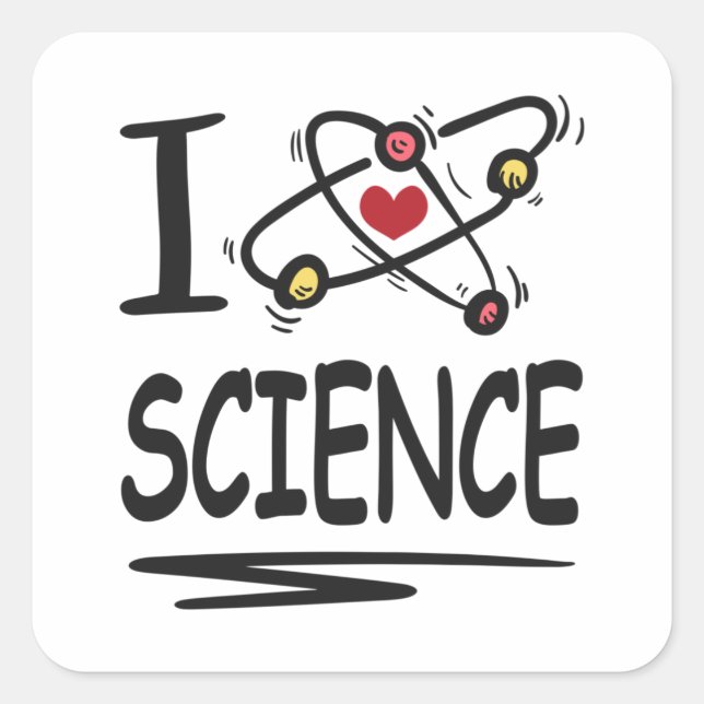 Sticker Carré J'aime la science (Devant)