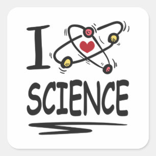 Sticker Carré J'aime la science