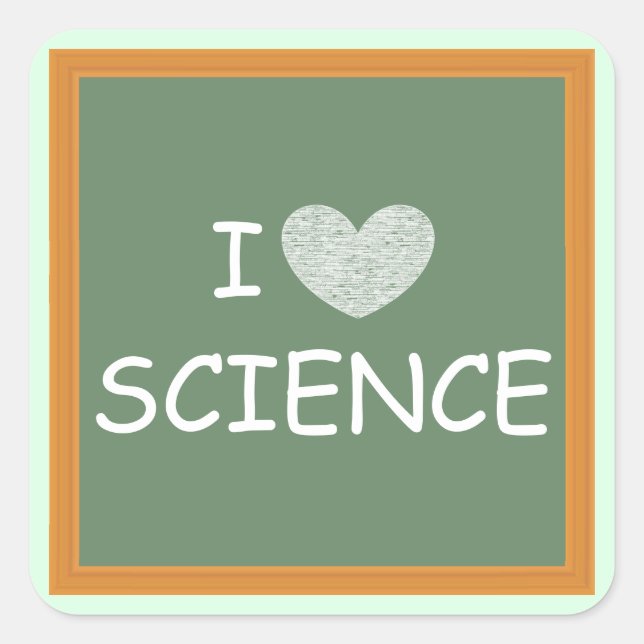 Sticker Carré J'aime la science (Devant)