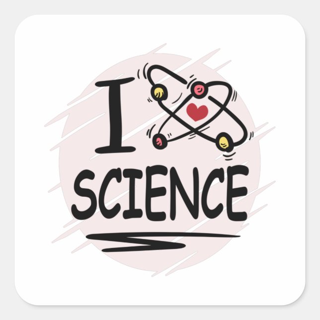 Sticker Carré J'aime la science (Devant)
