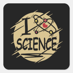 Sticker Carré J'aime la science