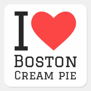Sticker Carré J'aime la tarte à la crème Boston