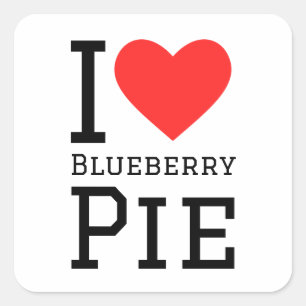 Sticker Carré J'aime la tarte aux bleuets