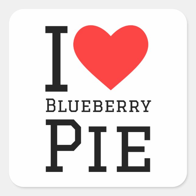 Sticker Carré J'aime la tarte aux bleuets (Devant)
