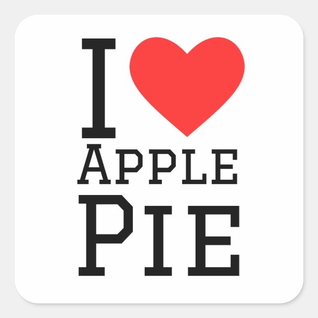 Sticker Carré J'aime la tarte aux pommes (Devant)