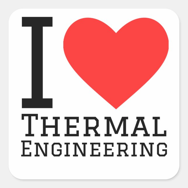 Sticker Carré J'aime la technologie thermique (Devant)