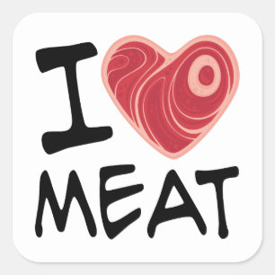 Sticker Carré J'aime la viande