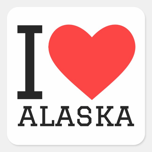 Sticker Carré J'aime l'Alaska (Devant)