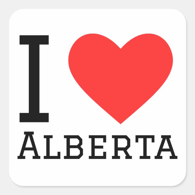 Sticker Carré J'aime l'alberta (Devant)