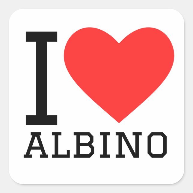Sticker Carré J'aime l'albino (Devant)