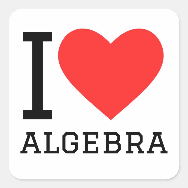 Sticker Carré J'aime l'algèbre (Devant)