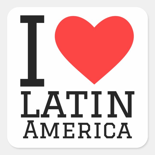 Sticker Carré J'aime l'Amérique latine (Devant)