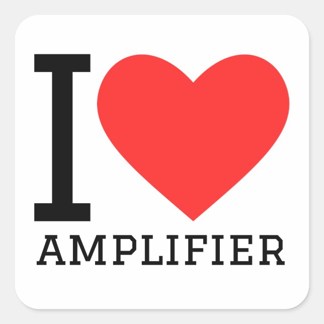 Sticker Carré J'aime l'amplificateur (Devant)