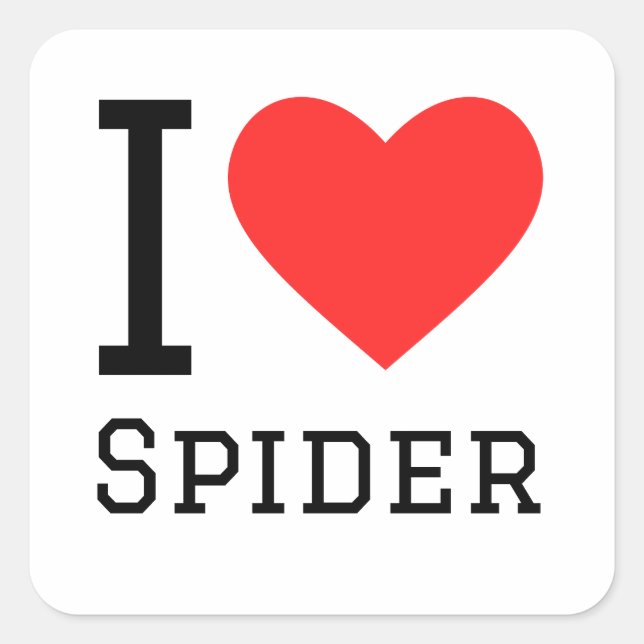 Sticker Carré J'aime l'araignée (Devant)
