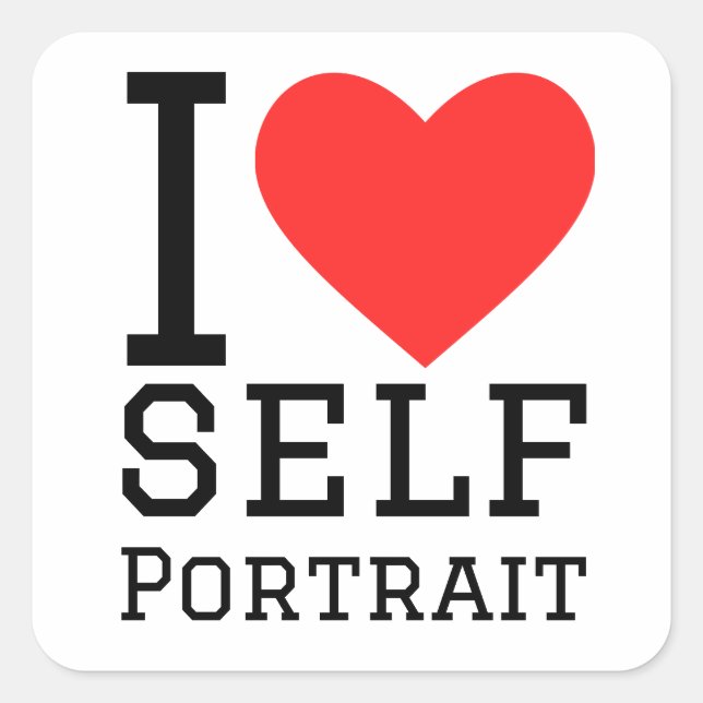 Sticker Carré J'aime l'autoportrait (Devant)