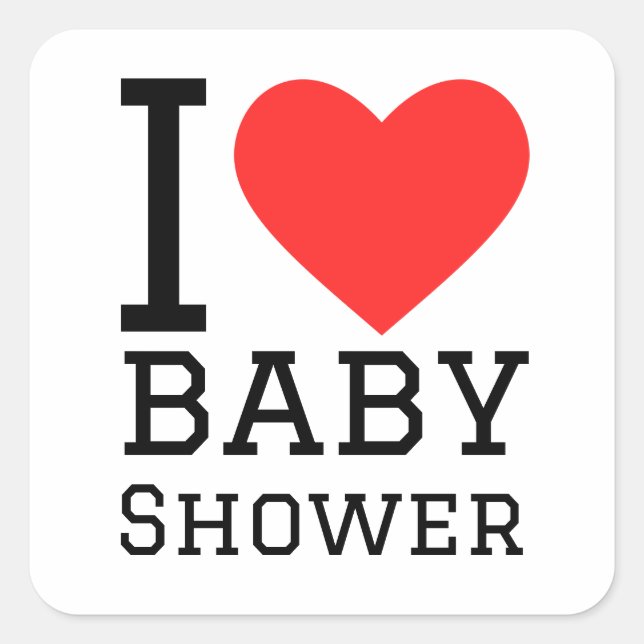 Sticker Carré J'aime le baby shower (Devant)