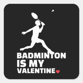 Sticker Carré J'aime le badminton Stylish blinton silhouette