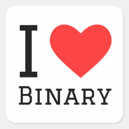 Sticker Carré J'aime le binaire
