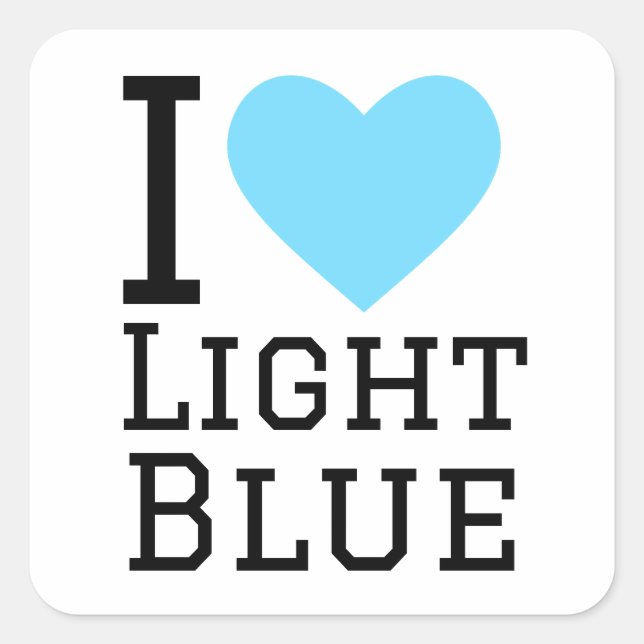 Sticker Carré J'aime le bleu clair (Devant)