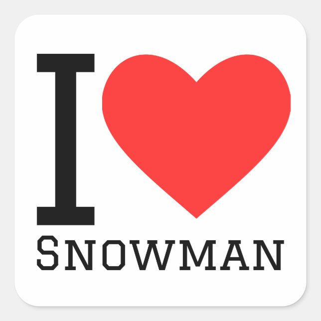 Sticker Carré J'aime le bonhomme de neige (Devant)