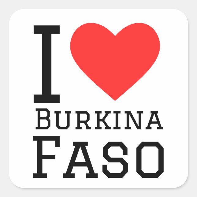 Sticker Carré J'aime le Burkina Faso (Devant)