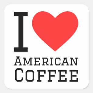 Sticker Carré J'aime le café américain