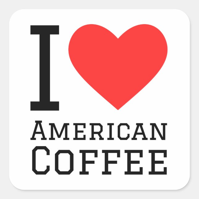 Sticker Carré J'aime le café américain (Devant)