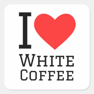 Sticker Carré J'aime le café blanc