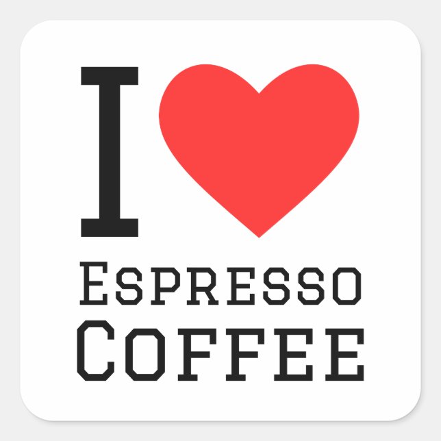 Sticker Carré J'aime le café expresso (Devant)