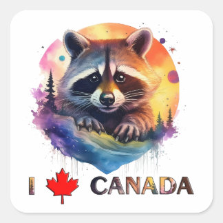 Sticker Carré J'aime le Canada