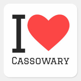Sticker Carré J'aime le cassowary
