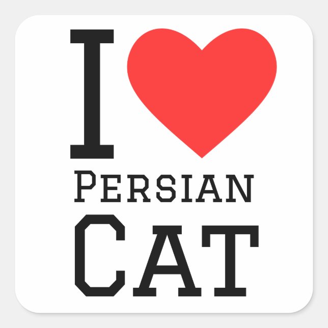 Sticker Carré J'aime le chat perse (Devant)