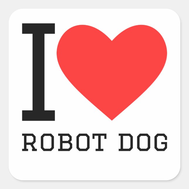 Sticker Carré J'aime le chien robot (Devant)