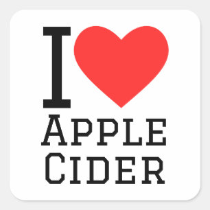 Sticker Carré J'aime le cidre de pomme